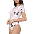 thumbnail image 2 of Easygdp Cute Panda Women'S Waist-Cinching Short-Sleeved Onesie, Olastic Onesiet,Snaps At Bottom,Easy To Put On And Take Off - Medium, 2 of 9