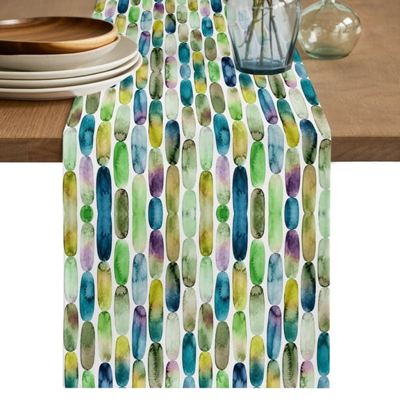 Table Runners 72 Inches Long Dress Scarves, Blue Green Farmhouse Kitchen/Dining Table Decor Table Runner, Coffee Tablerunners, Ink Painting Modern Abstract Art 13x72 Inch