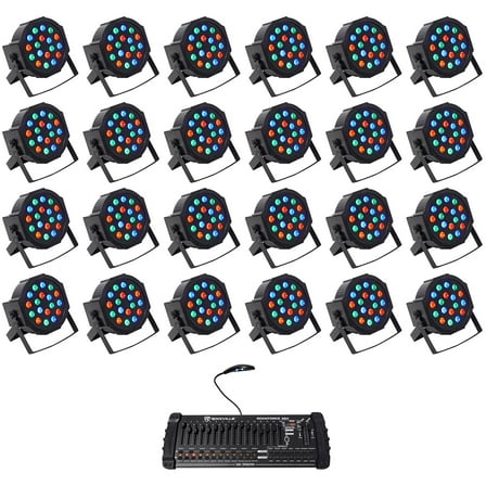 24 Rockville RockPAR50 LED RGB Par Can DJ/Club Wash Lights 384 Ch DMX Controller