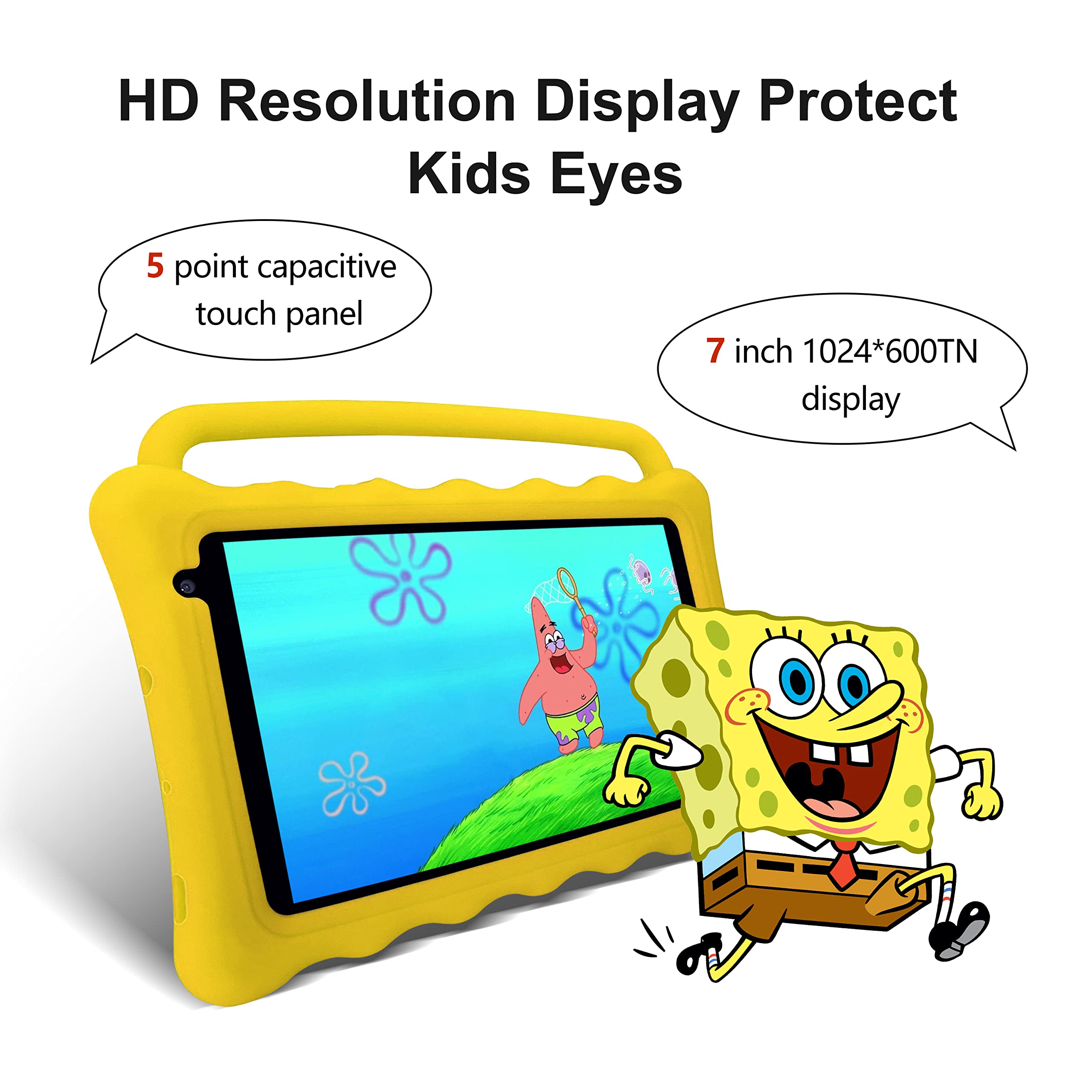 BYYBUO K7 Kids Tablet, 7 inch Android Tablet for Kids, 2GB +32GB Storage, Toddler Tablet with Drop Protection Case and Eye Protection Screen, WIFI Bluetooth, Gift for Kids (Pink)