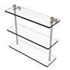 Foxtrot Collection Triple Tiered Glass Shelf - Antique Pewter / 16 Inch