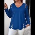 thumbnail image 4 of Blusas de Verano para Mujer con Hombros Descubiertos, Camisetas de Larga, Blusas con Diseño de Tiras Cruzadas y Aberturas Azul 4XL, 4 of 7