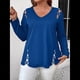 thumbnail image 4 of Blusas de Verano para Mujer con Hombros Descubiertos, Camisetas de Larga, Blusas con Diseño de Tiras Cruzadas y Aberturas Azul XL, 4 of 7