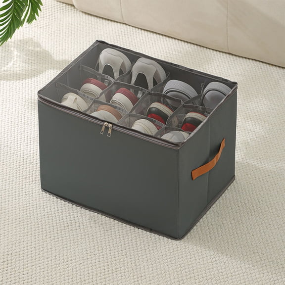 Hiroekza Sock and Underwear Storage Box with Lid - Closet Organizer, Foldable Drawer Divider, Multi-Grid Fabric Folding Storage Bin for Lingerie, Ties, Scarves Gray