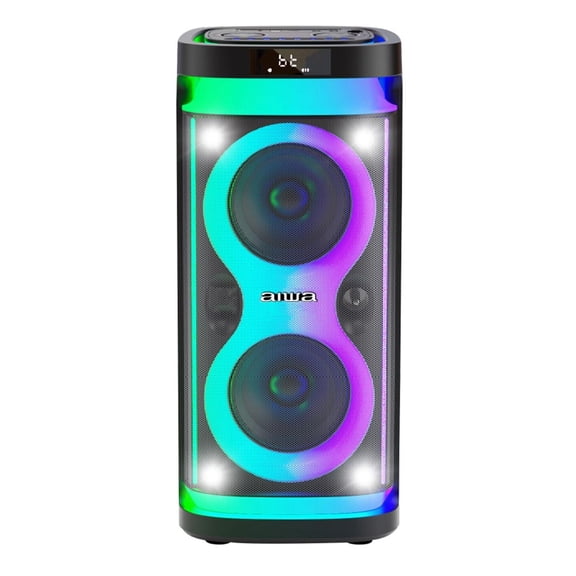 Bocina torre Aiwa AWPOH4D 600W Bt luces LED, TWS, USB, SD, AUX recargable