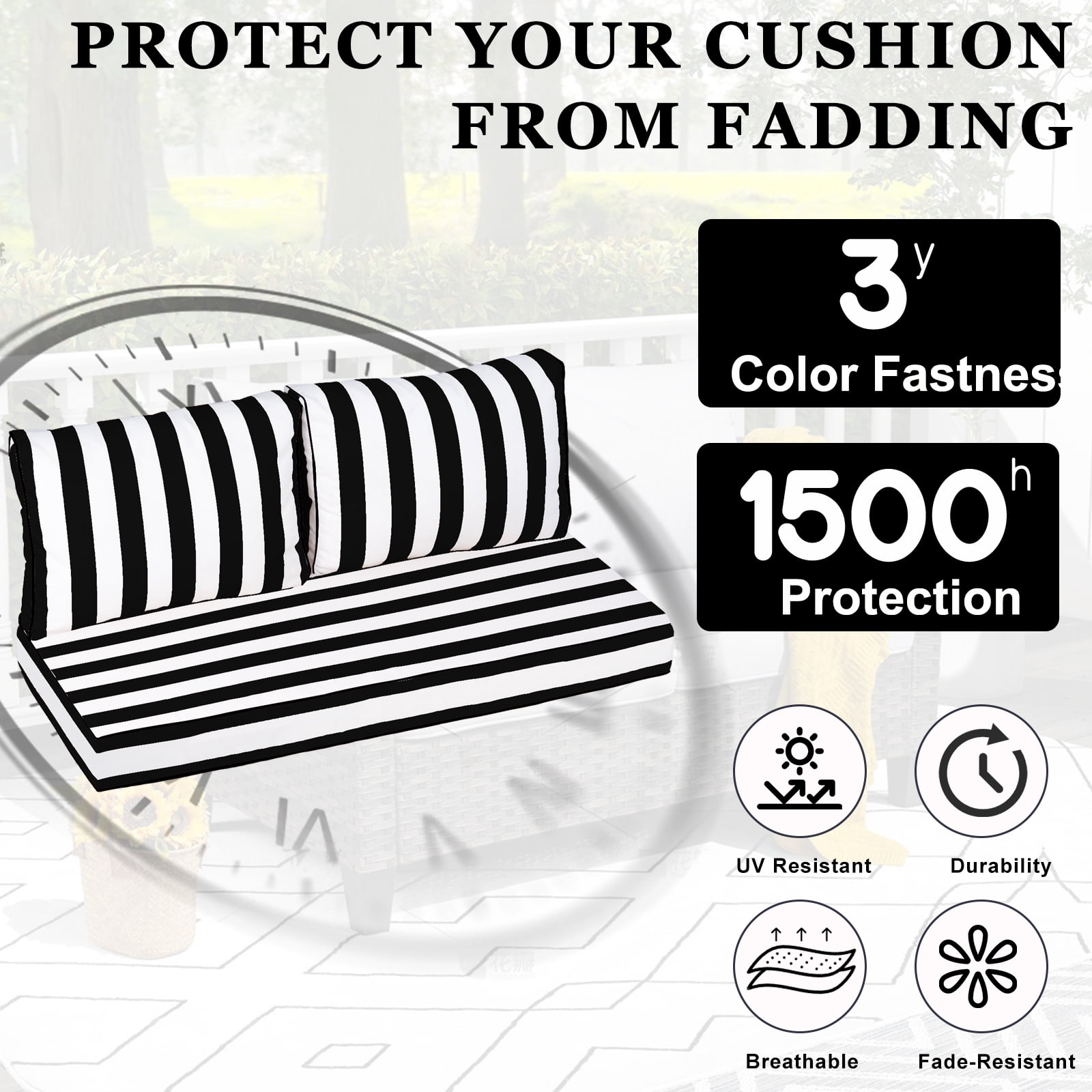 swing Outdoor Loveseat Cushion Set 48 x 24 inch,Waterproof Weather & Fade Resistant Seat and Backrest Cushion Set for Couch, Swing, Bench