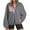 Gray-H, variant on Womens Oversized Half Zip Sweatshirt Solid Color V Neck Top Casual Loose Pullover Y2k 2XL Gray