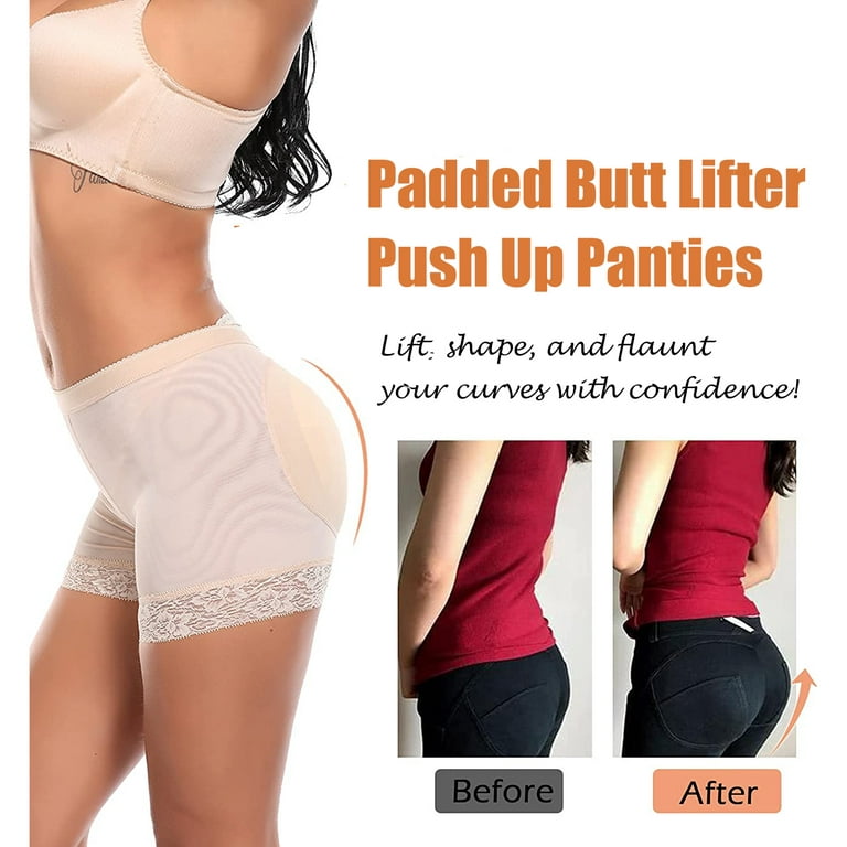 Vaslanda Women Butt Lifter Padded Panties Lace Hip Enhancer Underwear  Seamless Booty Shorts 