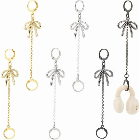 3 Pairs Earplugs Earrings Holder 3.6 Inch Anti Lost Ear Clips with Butterfly Pendant Alloy Earring Hanging Chain Earplug Holder Earring for Earplugs Accessible Loop Holder Earplug -3 Colors