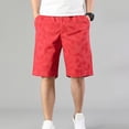 thumbnail image 4 of FRSASU Shorts Décontractés Imprimés pour Hommes Golf Randonnée Cordon Taille Élastique Shorts d'Été de Plage avec Poches Rouge, 4 of 6