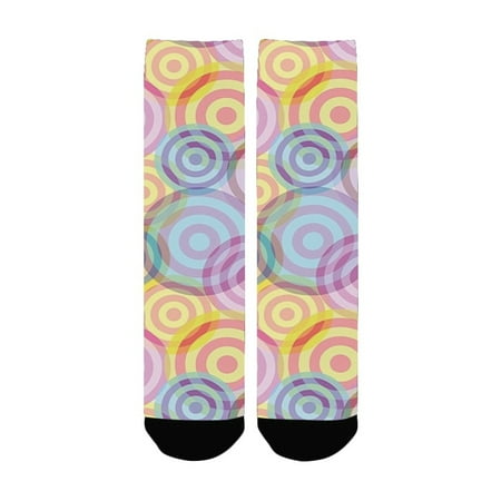 

Modern Decor Geometric Circles Rounds in Vivid Colors Retro Design with Abstract Background Multicol Women s Custom Socks (Made In USA)