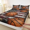 thumbnail image 4 of Erosebridal Boys Basketball Sport Themed Bed Sheets,Retro American Flag Print King Sheets For Kids 4-Piece, 4 of 6