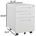 thumbnail image 2 of 3-Drawer Mobile File Cabinet, Anti-Tilting Cold Rolled Steel Storage Cabinet with 5 Wheels, Versatile Under Desk Office Cabinet for Legal/Letter/A4 Files, Waterproof Moisture-Proof, White, 2 of 9