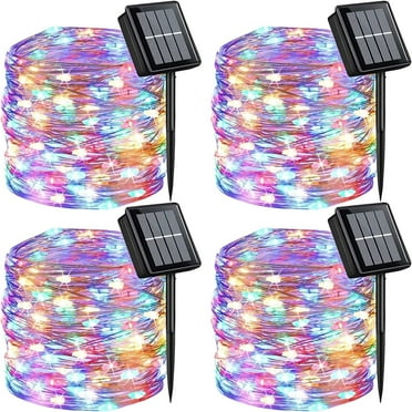 4 Pack  Solar Christmas String Lights Outdoor,160 FT 400 LED  Solar Powered Fairy Lights with 8 Modes Waterproof Decoration Copper Wire Lights for Patio Yard Trees Christmas Wedding Party(Multicolor)