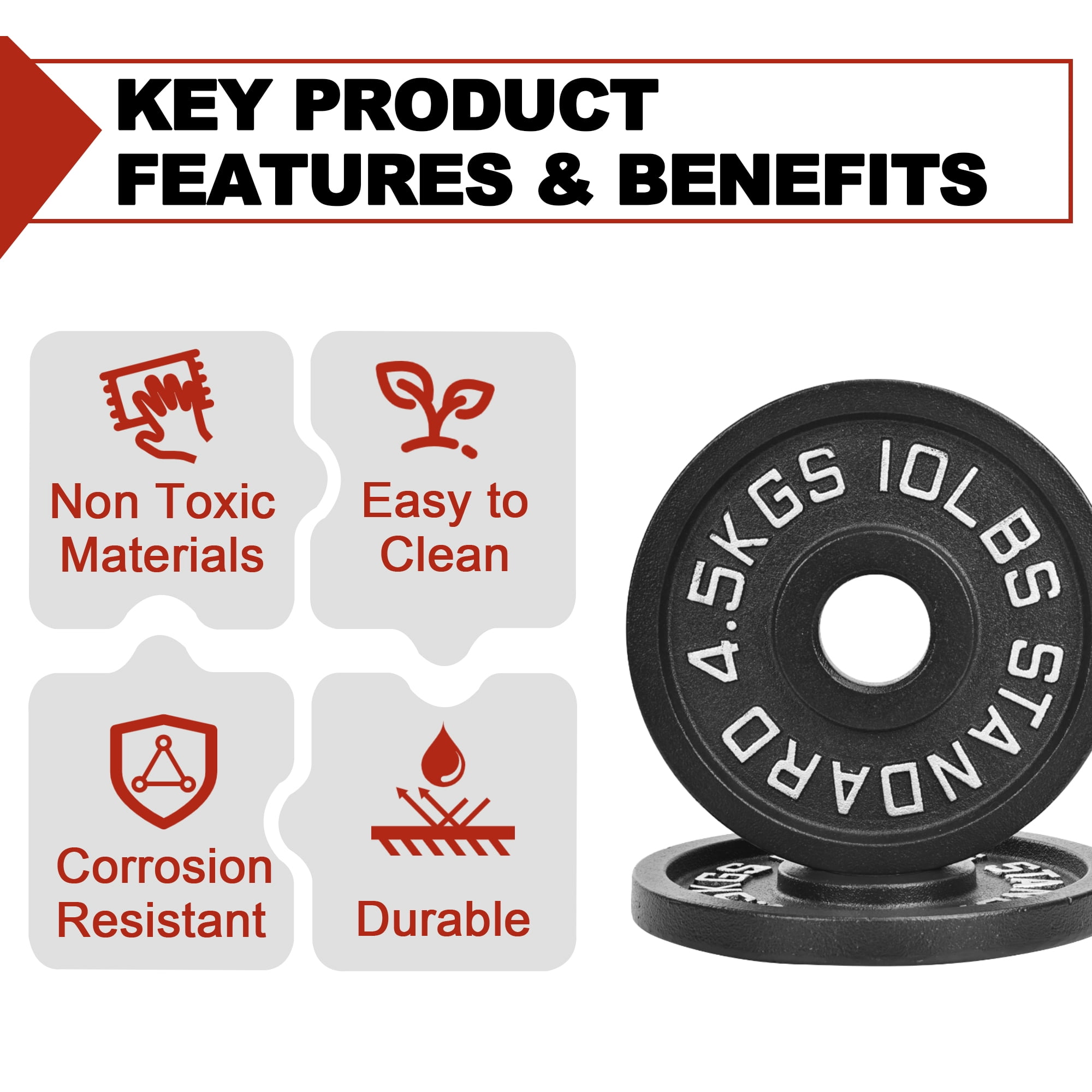 FlexWave 2-Inch Olympic Cast Iron Weight Plates Set – 145LB Total (2x2.5lb, 4x5lb, 2x10lb, 4x25lb) – Perfect for Standard Olympic Barbells