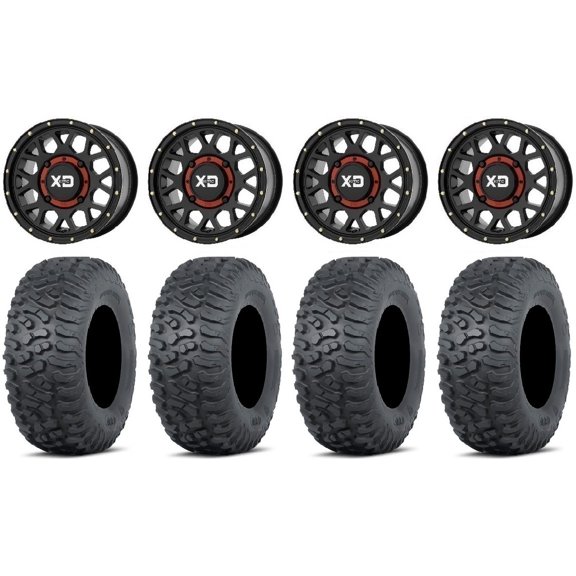 KS135 Grenade 14" Wheels Black 27" Terra Hook Tires Can-Am Commander Maverick Renegade Outlander Defender