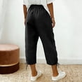 thumbnail image 5 of Axiiglly Womens Black Capri Pants High Rise Adjustable Waist Cropped Pants with Pockets, Gifts for Her XL, 5 of 9