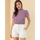 thumbnail image 3 of INSPIRE CHIC Blusa Tops De Lunares Volante Fruncido Manga Corta Cuello Alto Para Mujeres Morado XS, 3 of 6