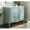 thumbnail image 2 of Benton Collection 42" Light Blue Cottage Bathroom Vanity with White Marble Top, 2 of 6
