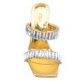 thumbnail image 3 of FSJ Women Graceful Rhinestone Double Strap Slide Sandals Slip On Square Open Toe Crystal Block Chunky High Heel Mule Dressy Shoes Size 8.5 Yellow, 3 of 5