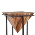thumbnail image 2 of Ida 30 Inch Pyramid Shape Acacia Wood Side Table With Cross Iron Base- Brown, 2 of 5