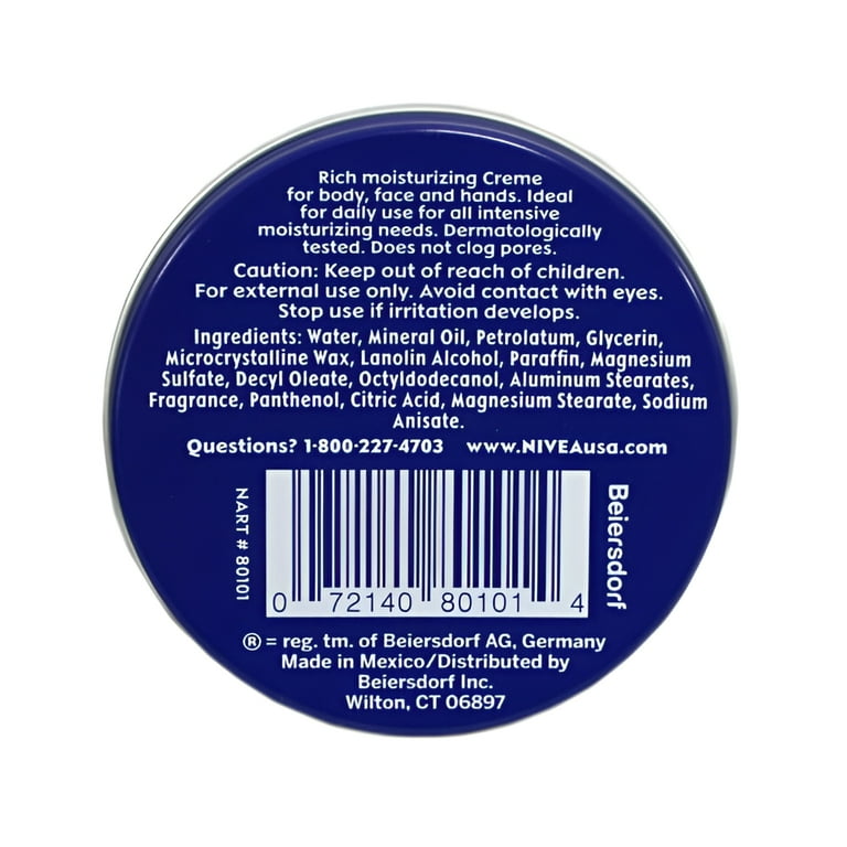 NIVEA Moisturizing Creme, Travel Size Tin 1 oz, Body, Face, Hands