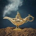 thumbnail image 5 of Aladdin Genie Lamp Genie Light Lamp, Aladdin Light Magic Genie Light Metal Tallado Leyenda Lámpara Deseando Luz Pot Decoración (1 pieza, Oro), 5 of 5