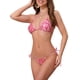 thumbnail image 4 of Conjuntos de bikini de halter de color bloque con ondas de agua para mujer, 3 piezas, parte inferior triangular, cubierta de malla, trajes de baño, rosa rojo mediano, 4 of 5