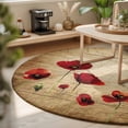 thumbnail image 3 of Small Round Rug 3Ft, Red Poppy Flowers Non-Slip Washable Circle Rugs Carpet, Vintage Country Floral Plant Indoor Outdoor Rug Floor Mats Throw Runner for Bedroom Living Room Bathroom, 3 of 8