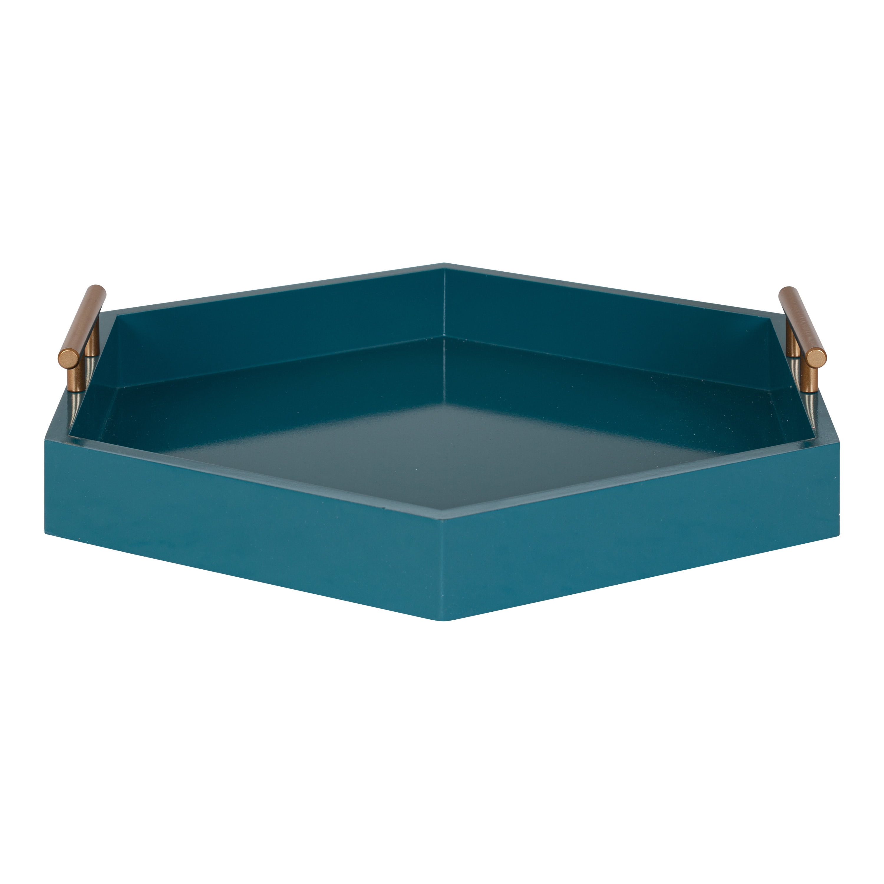 Kate and Laurel Lipton Hexagon Decorative Tray with Polished Metal