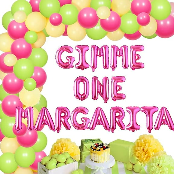 Gimme One Margarita Balloon Banner Rose Red Green Margs and Matrimony Bachelorette Party decor Mexican Fiesta Ballon Garland Arch Kit for Women Bachelorette Party Bridal Shower Hen Party Supplies