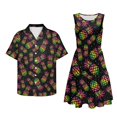 thumbnail image 5 of Garronmavis Matching Beach Outfits for Couples Mens Short Sleeve Shirt Summer Beach Shirts Size L and Women Beach Vacation Casual Sundress Black Pineapple Tank Dress, 5 of 7