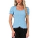 thumbnail image 1 of CAMISA VICTORIANA INSPIRADORA PARA MUJERES CON ESCOTE CORAZÓN Y MANGAS ABULLONADAS, BLUSA GÓTICA CON LACITOS PARA HALLOWEEN EN AZUL CIELO, 1 of 6
