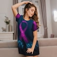 thumbnail image 3 of Naloa Two Human Hands are Holds Ribbon Awareness Print Women Nightgowns,Womens Loungewear,Short Sleeve Sleepwear,Comfy Ladies Nightdress, 3 of 6