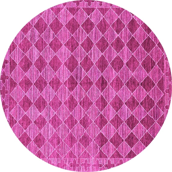 Ahgly Company Indoor Round Abstract Pink Contemporary Area Rugs, 3' Round
