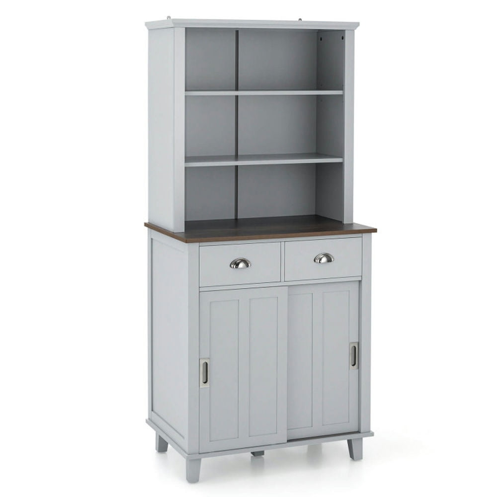 Finihen Kitchen Storage Cabinet, Buffet Sideboard, 67 inches Freestanding Kitchen Pantry Cabinet with Sliding Doors, for Dining Room, Kitchen, Living Room, Gray Finihen Kitchen Storage Cabinet, Buffet Sideboard, 67 inches Freestanding Kitchen Pantry Cabinet with Sliding Doors, for Dining Room, Kitchen, Living Room, Gray