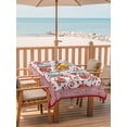 thumbnail image 3 of 52x70 Inch Outdoor Tablecloth with Umbrella Hole Zipper Rectangle Red Floral Rectangular Tablecloths Waterproof Vintage Flowers Botanical Farmhouse Greek Key Patio Table Cloth Cover for Picnic, 3 of 8