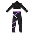 thumbnail image 3 of IEFIEL Girls Sports Suit Jogging Gym Suit Pullover Crop Top + Leggings Pants Set Hood Yoga Fitness Outfit A Lavender 12, 3 of 7