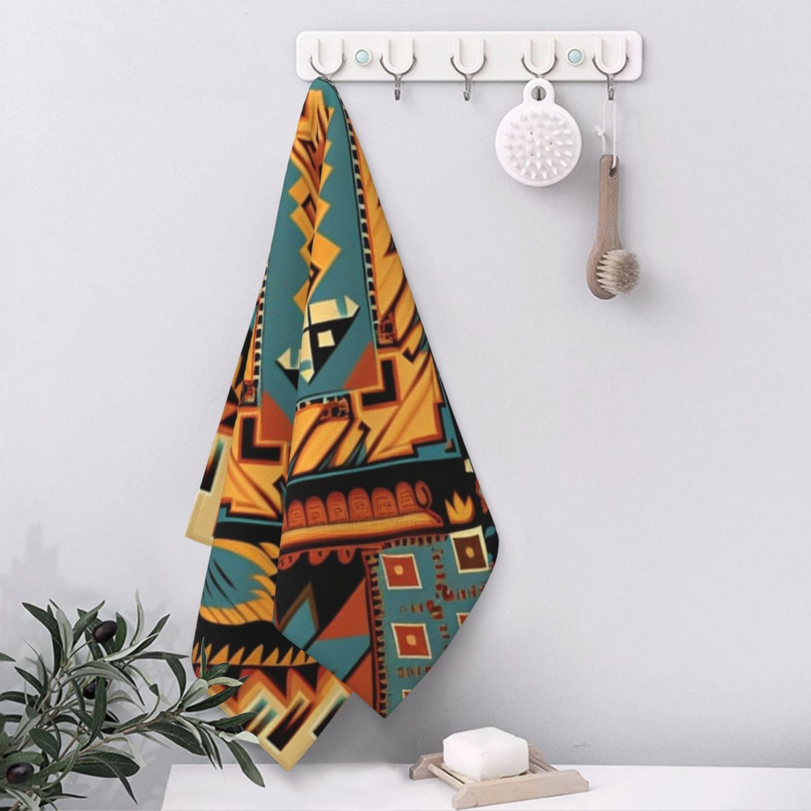 Southwest Tribal Indian Geometric 27.5" x 16" Ultra Soft Hand Towel, Face Wash Cloth for Bathroom, Gym, Travel, Pool