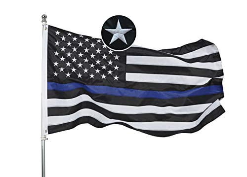 Police Lives Matter Thin Blue Line 4"x6" Flag Desk Table Stick Staff Black Base 
