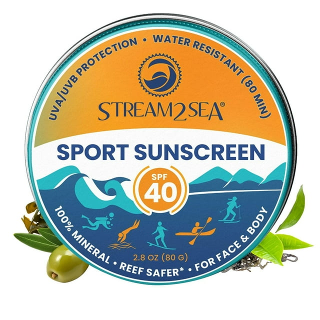 Bálsamo protector solar STREAM2SEA SPF40 Mineral, 80 ml, lata, tamaño viaje