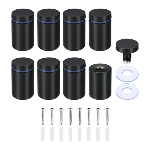 Uxcell 1 x 1.6 Inch Sign Standoff Screws, 8 Set Stainless Steel Wall Standoff, Black