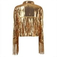 thumbnail image 4 of Tiweut Jackets for Womens Fringe Disco Theme Fashion Sequins Tassel Long Sleeve Party Gown Outwear Tops Gold,One Size, 4 of 6
