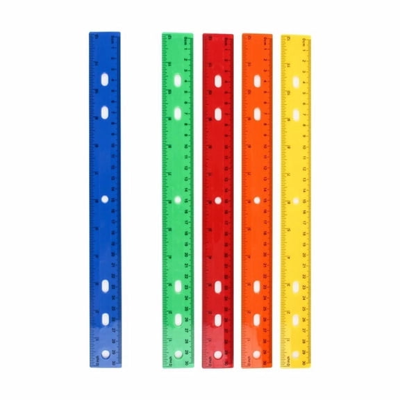 4pcs Clear Ruler with Hole 12Inch Straight Ruler Inches and Centimeters Double Scale Ruler Drawing Ruler Math Measuring Tool