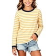thumbnail image 3 of FSYBOA Girls Long Sleeve Shirts, Striped Casual Crew Neck Fall Kids Pullover Tops Size 5-6T, 3 of 7