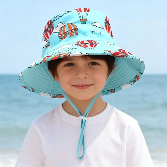 LJEFF Toddler Cute Cotton Fishermans Cap, Quick Dry UV Protection Breathable Adjustable 100%Cotton Blue Size 4 T