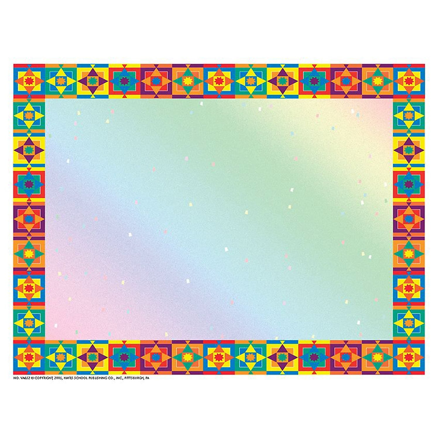 Hayes Multicolored Border 8.5'' x 11'' Certificate Paper 50/Pack (H-VA652)