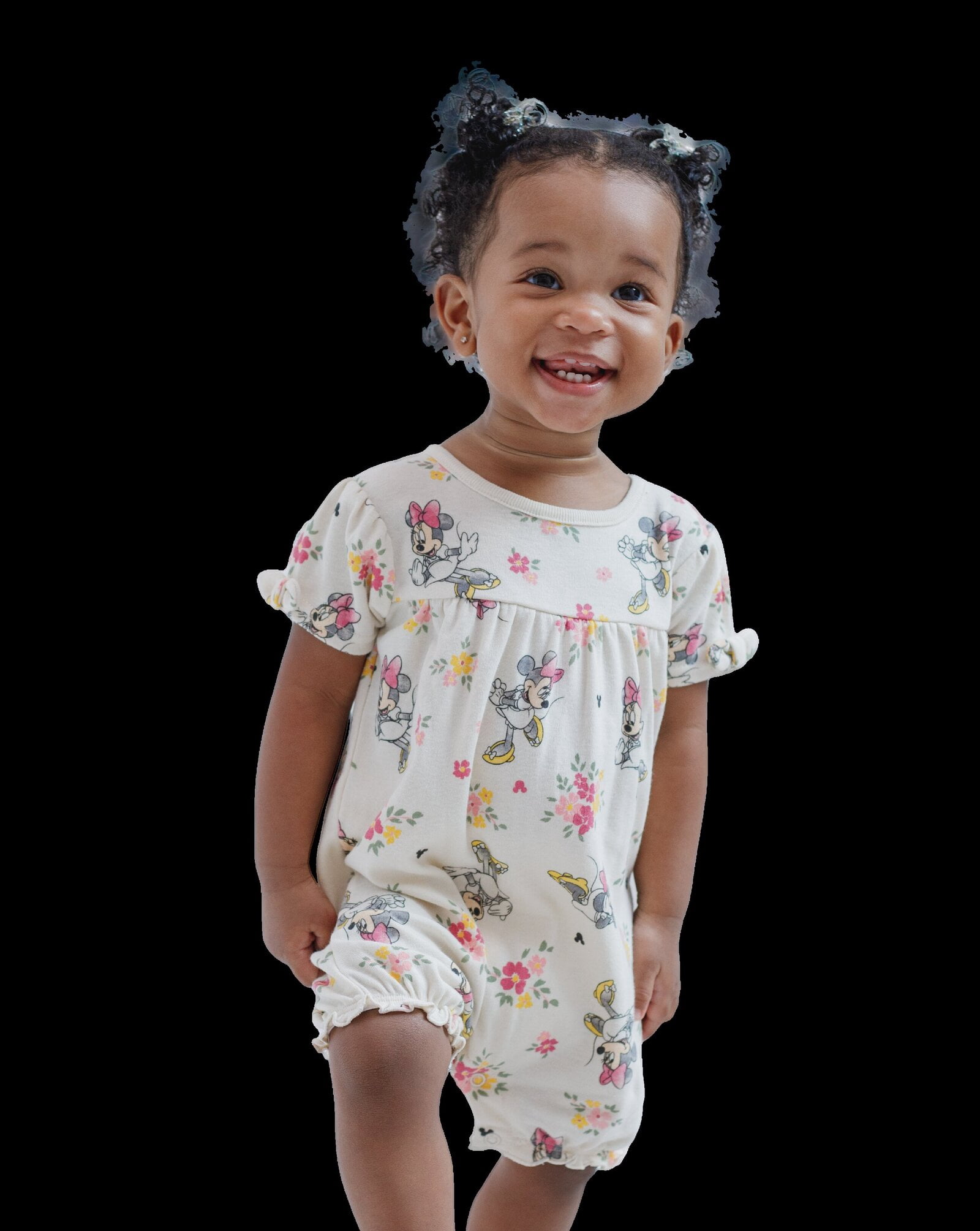 Disney Minnie Mouse Baby Girls' 2-Pack Short Sleeve and Sleeveless Bubble Romper Set Pink and Ivory Minnie Mouse