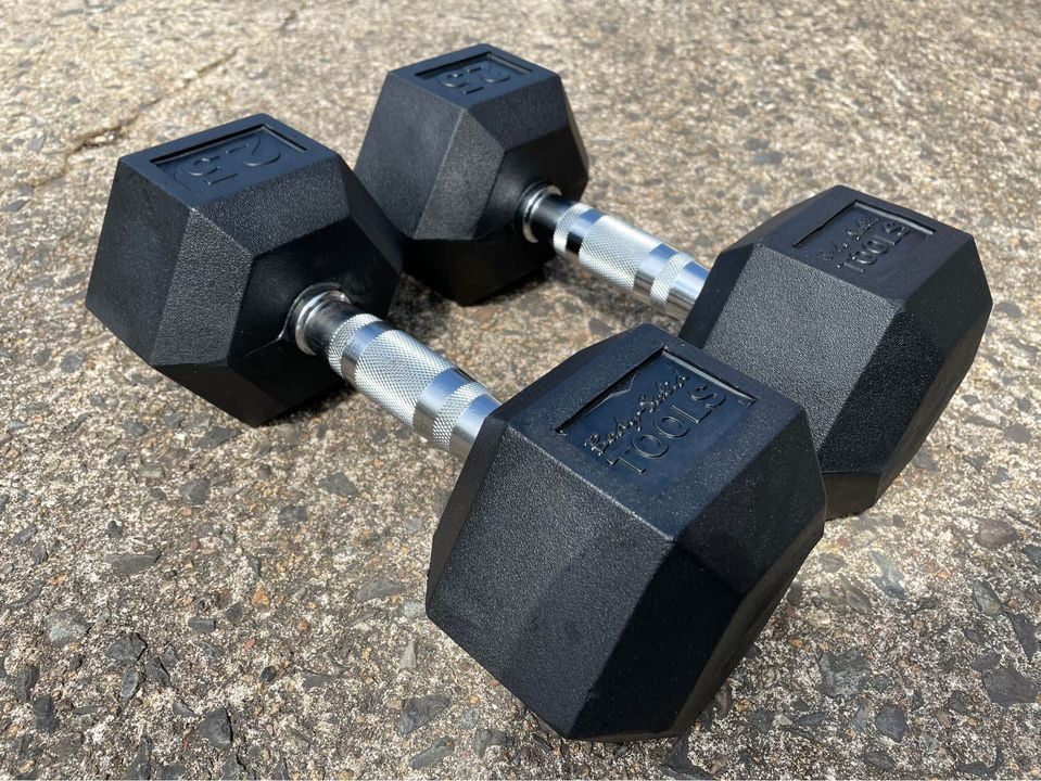 New Pair Of 25lb Rubber Hex Dumbbells By Body Solid Walmart Com