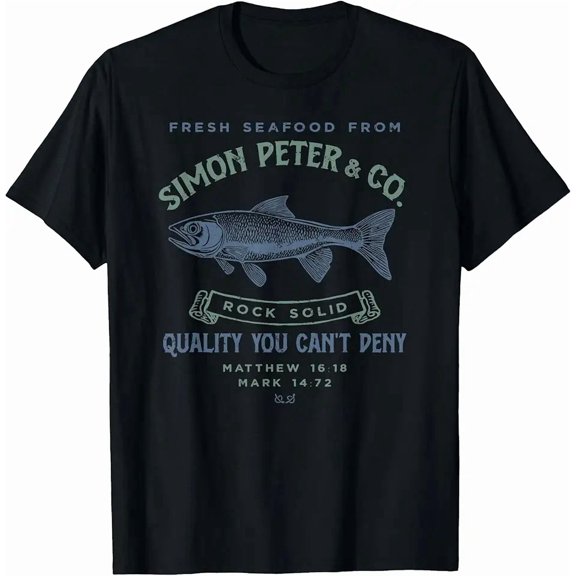 Funny Christian Fisherman Bible Verse Graphic Men Unisex Gift for Pastor Short Sleeve Casual T-Shirt